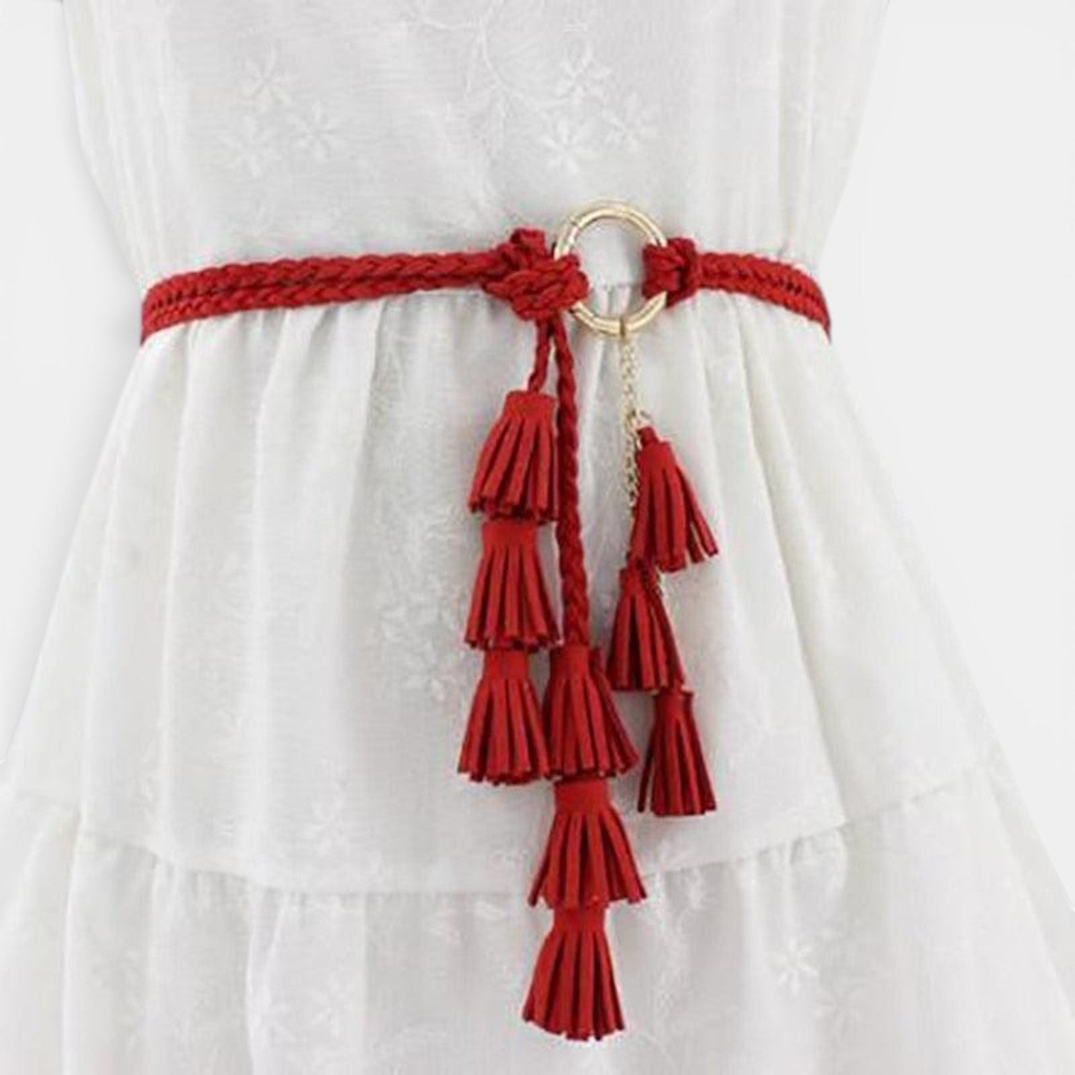 Ceinture Daim Femme À Nouer Pompons Camel | Vezalya