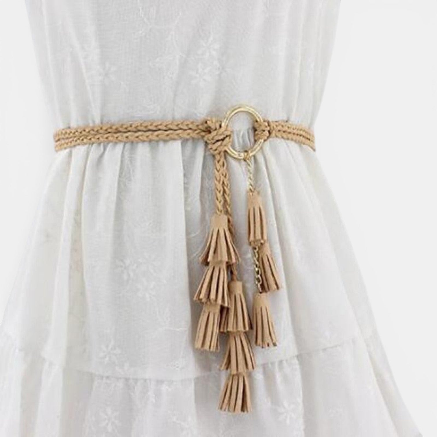 Ceinture Daim Femme À Nouer Pompons Camel | Vezalya