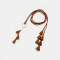 Ceinture Daim Femme À Nouer Pompons Camel | Vezalya