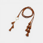 Ceinture Daim Femme À Nouer Pompons Camel | Vezalya