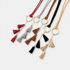 Ceinture Daim Femme À Nouer Pompons Camel | Vezalya