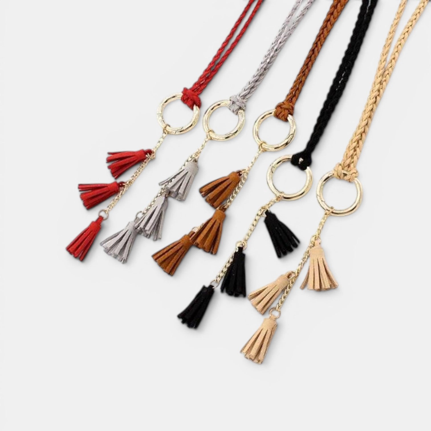 Ceinture Daim Femme À Nouer Pompons Camel | Vezalya