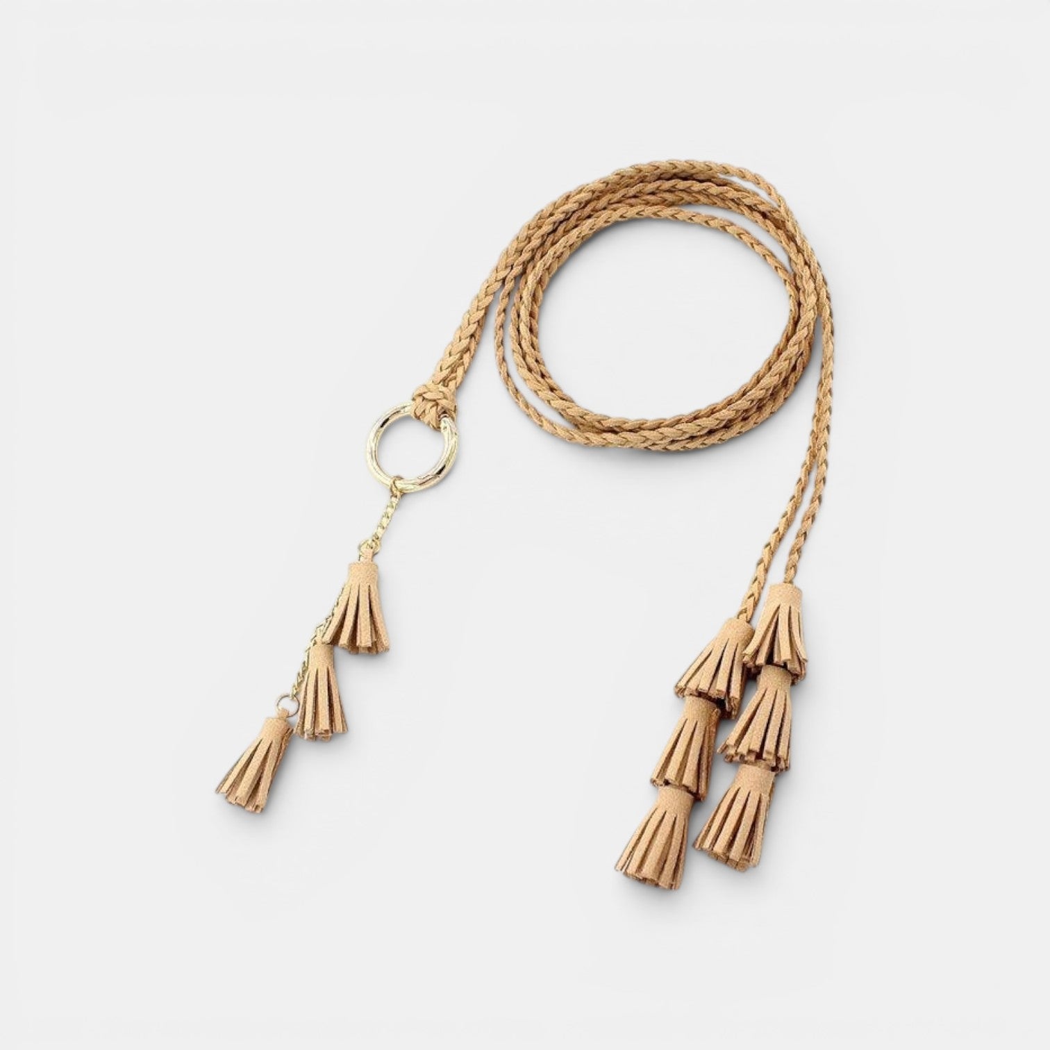 Ceinture Daim Femme À Nouer Pompons Camel | Vezalya