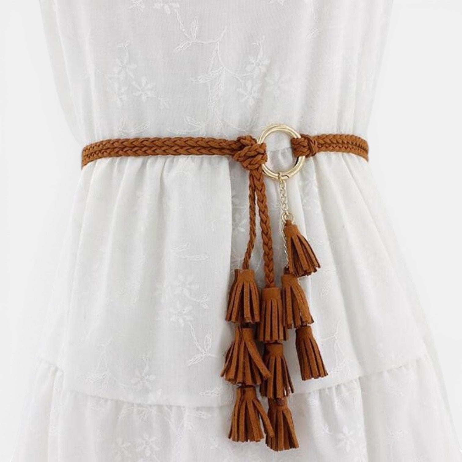 Ceinture Daim Femme À Nouer Pompons Camel | Vezalya