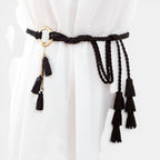 Ceinture Daim Femme À Nouer Pompons Camel | Vezalya