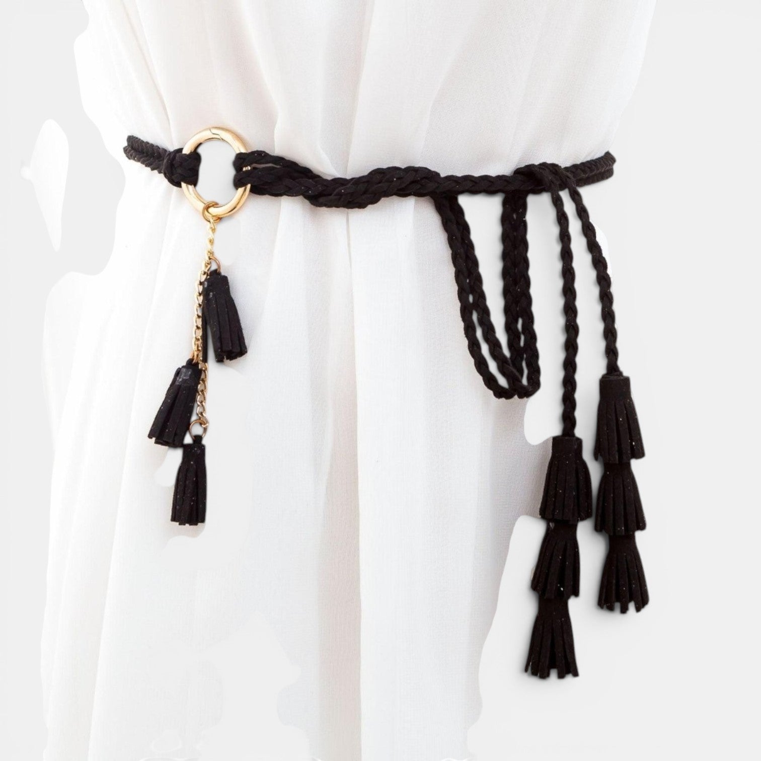 Ceinture Daim Femme À Nouer Pompons Camel | Vezalya