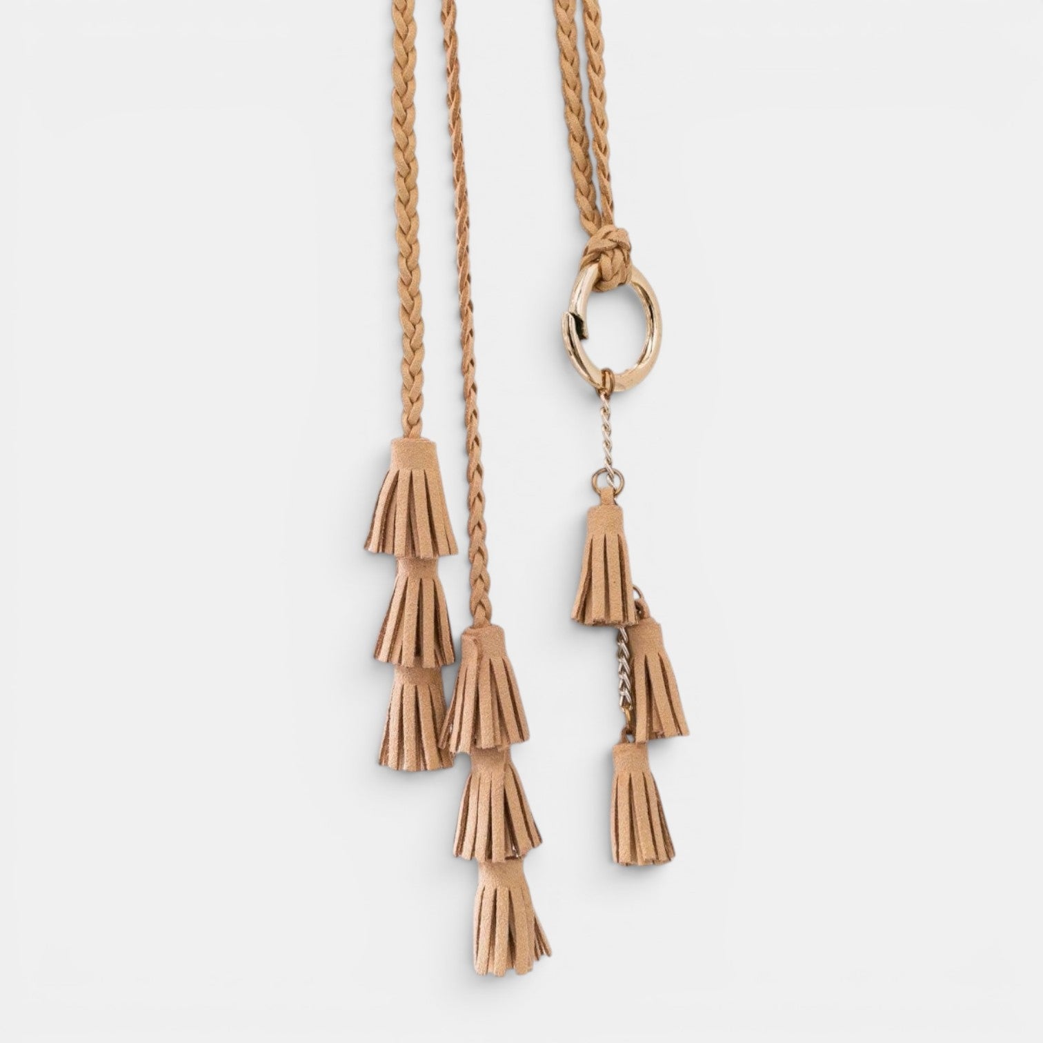 Ceinture Daim Femme À Nouer Pompons Camel | Vezalya
