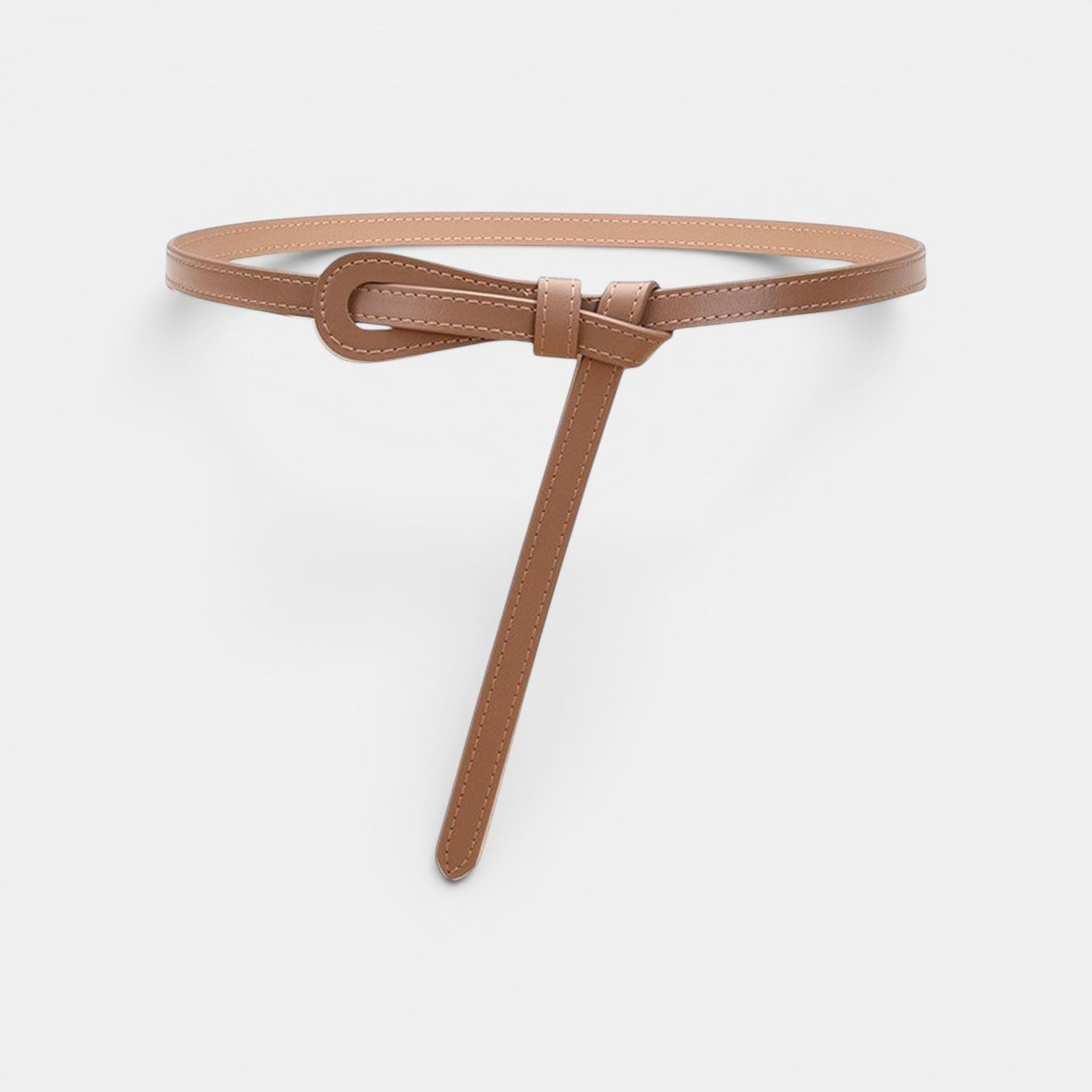 Ceinture Cuir Femme Fine À Nouer Camel | Norvalie