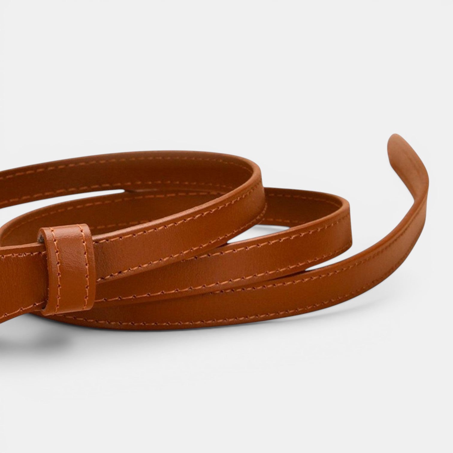 Ceinture Cuir Femme Fine À Nouer Camel | Norvalie