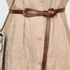 Ceinture Cuir Femme Fine À Nouer Camel | Norvalie