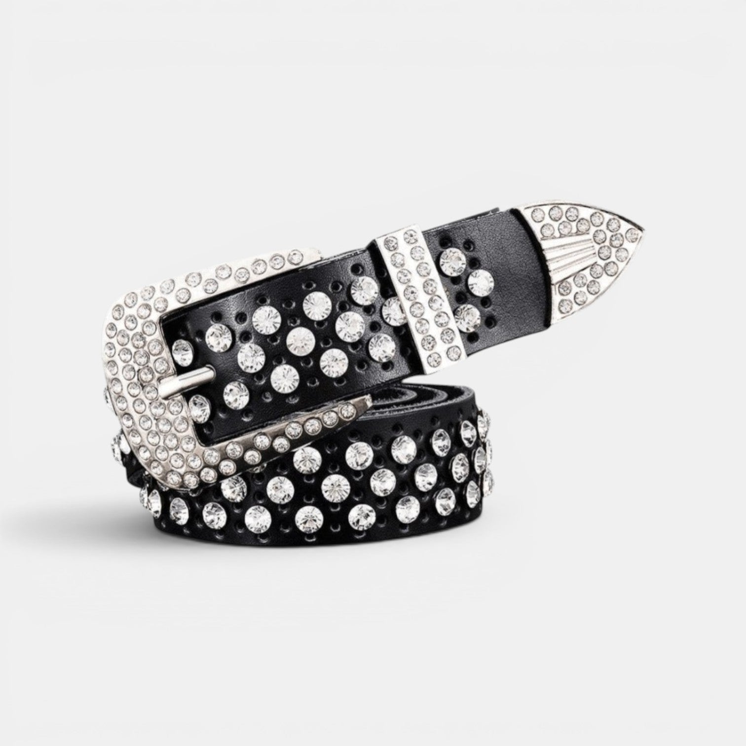 Ceinture Cuir Femme Strass Boucle Arrondie | Velvara