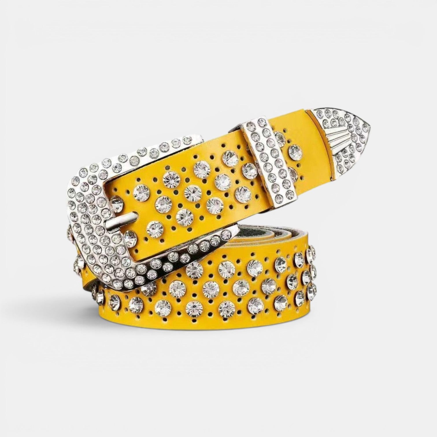 Ceinture Cuir Femme Strass Boucle Arrondie | Velvara