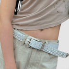 Ceinture Cuir Femme Strass Boucle Arrondie | Velvara