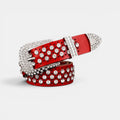 Ceinture Cuir Femme Strass Boucle Arrondie | Velvara