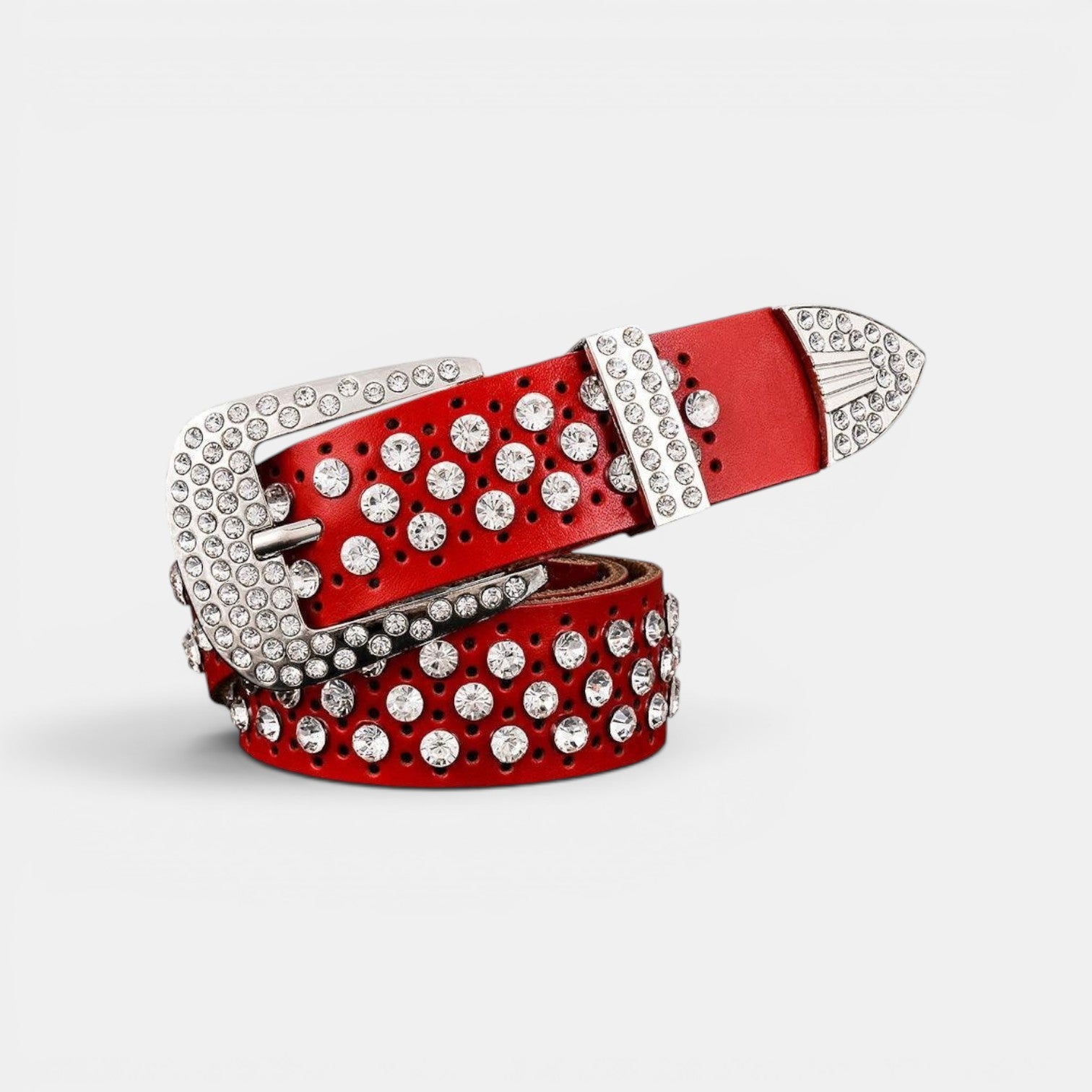 Ceinture Cuir Femme Strass Boucle Arrondie | Velvara