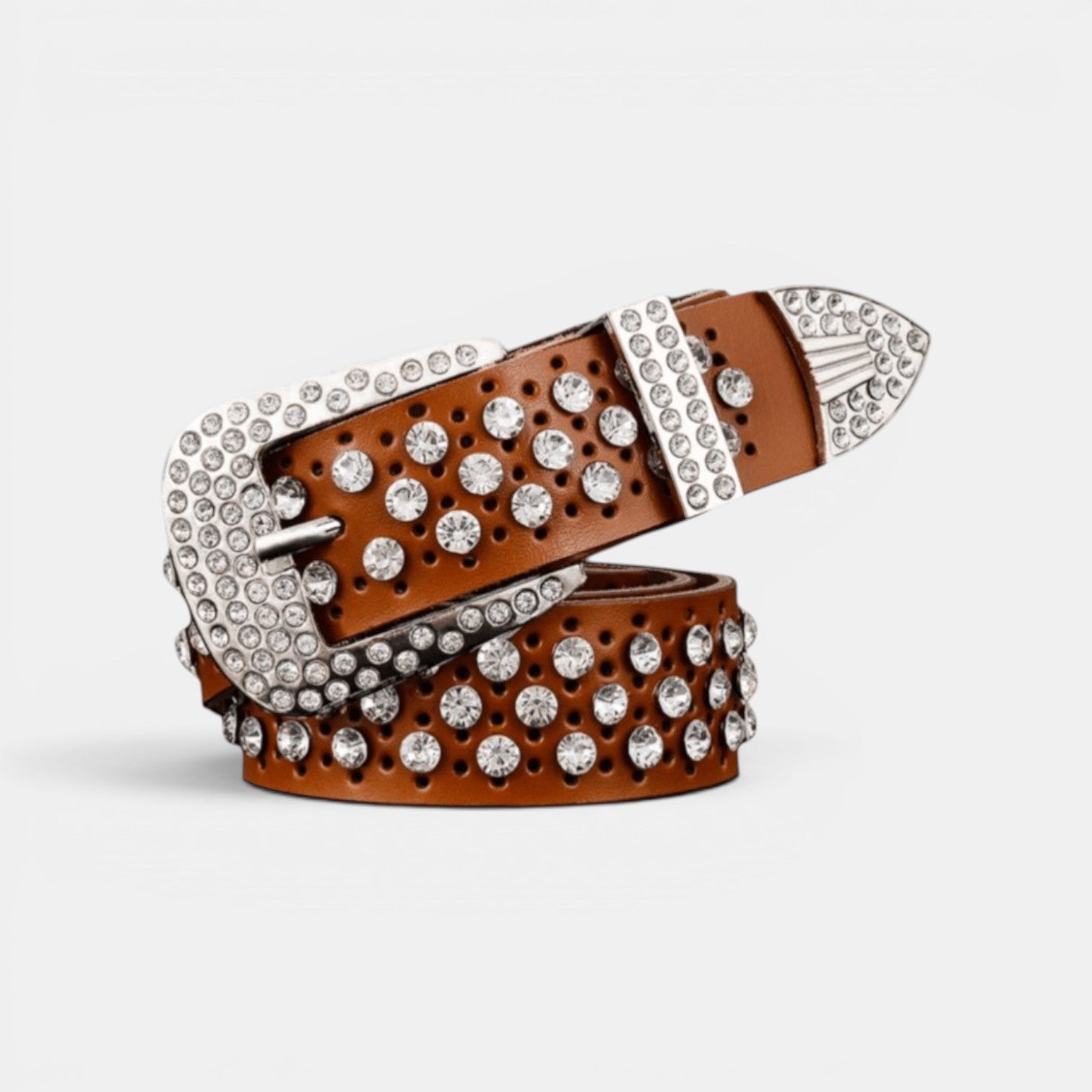 Ceinture Cuir Femme Strass Boucle Arrondie | Velvara