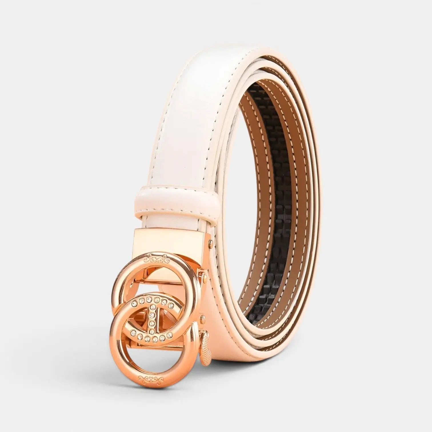 Ceinture Fine Cuir Lisse Femme Boucle Automatique Dorée | Aurvex La Maison de la Ceinture