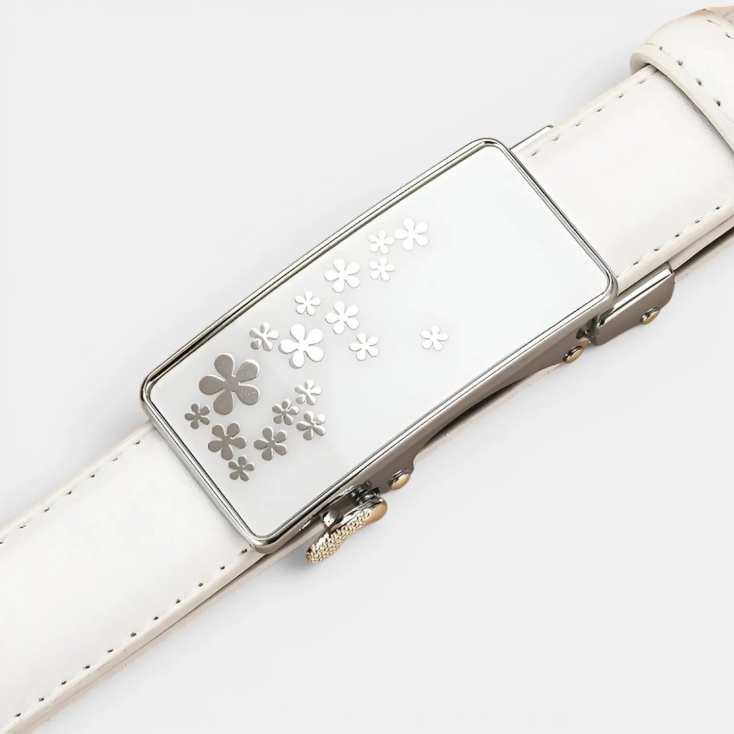 Ceinture Fine Cuir Automatique Boucle Fleurie Femme | Kelvax La Maison de la Ceinture