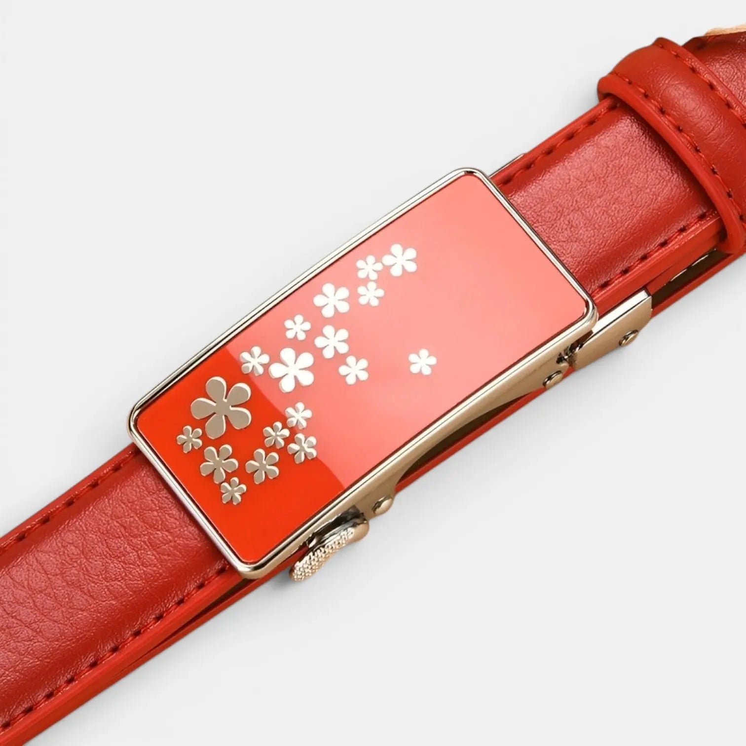Ceinture Fine Cuir Automatique Boucle Fleurie Femme | Kelvax La Maison de la Ceinture
