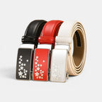 Ceinture Fine Cuir Automatique Boucle Fleurie Femme | Kelvax La Maison de la Ceinture