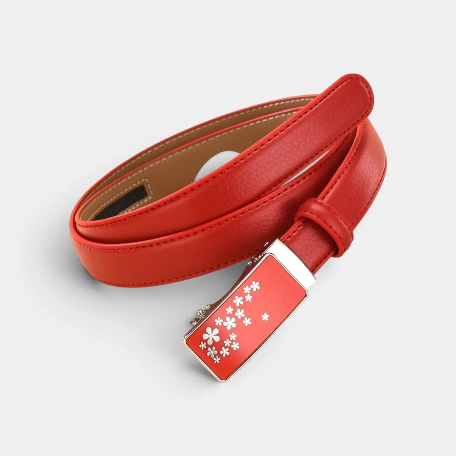 Ceinture Fine Cuir Automatique Boucle Fleurie Femme | Kelvax La Maison de la Ceinture