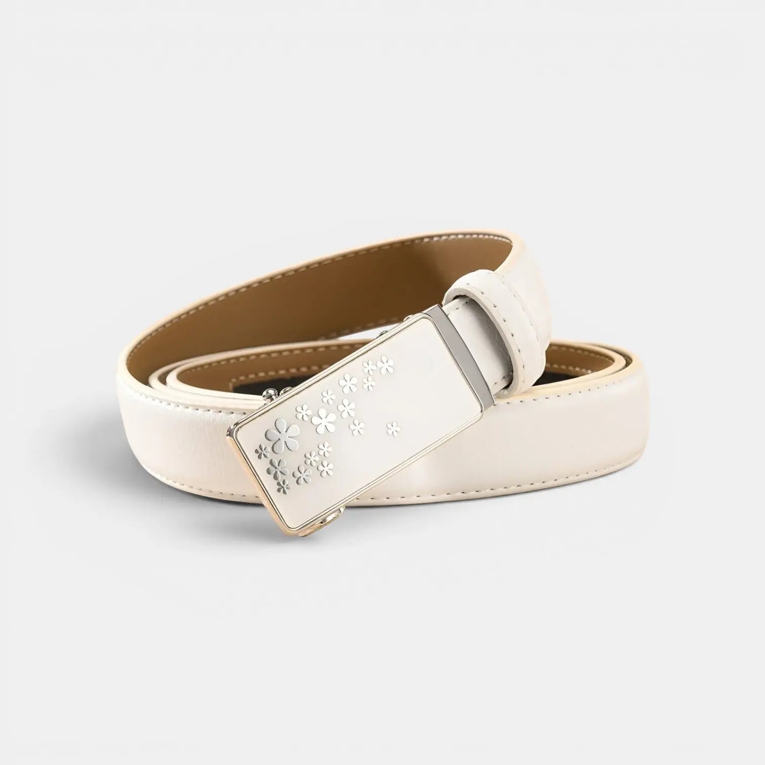 Ceinture Fine Cuir Automatique Boucle Fleurie Femme | Kelvax La Maison de la Ceinture