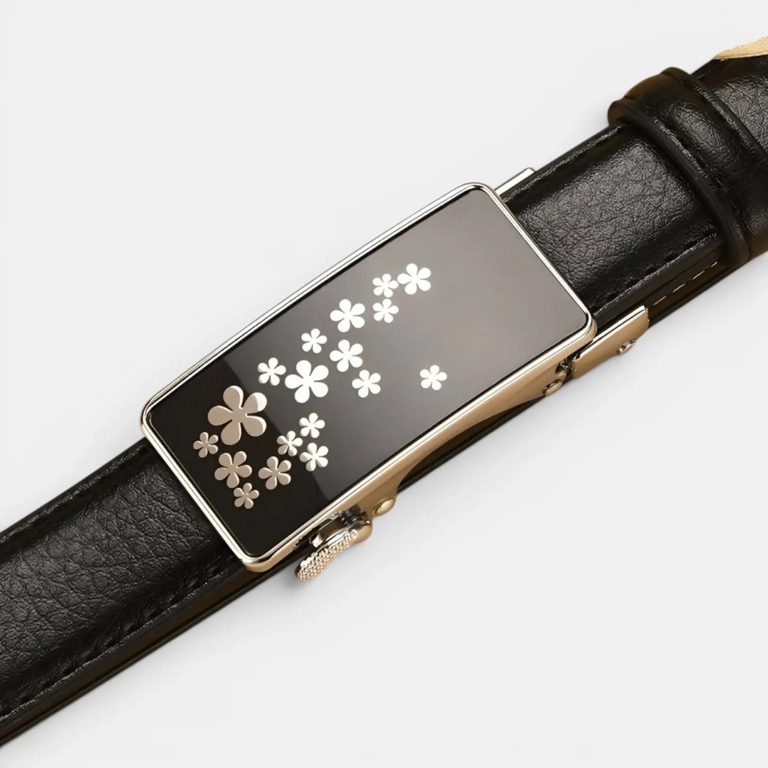 Ceinture Fine Cuir Automatique Boucle Fleurie Femme | Kelvax La Maison de la Ceinture