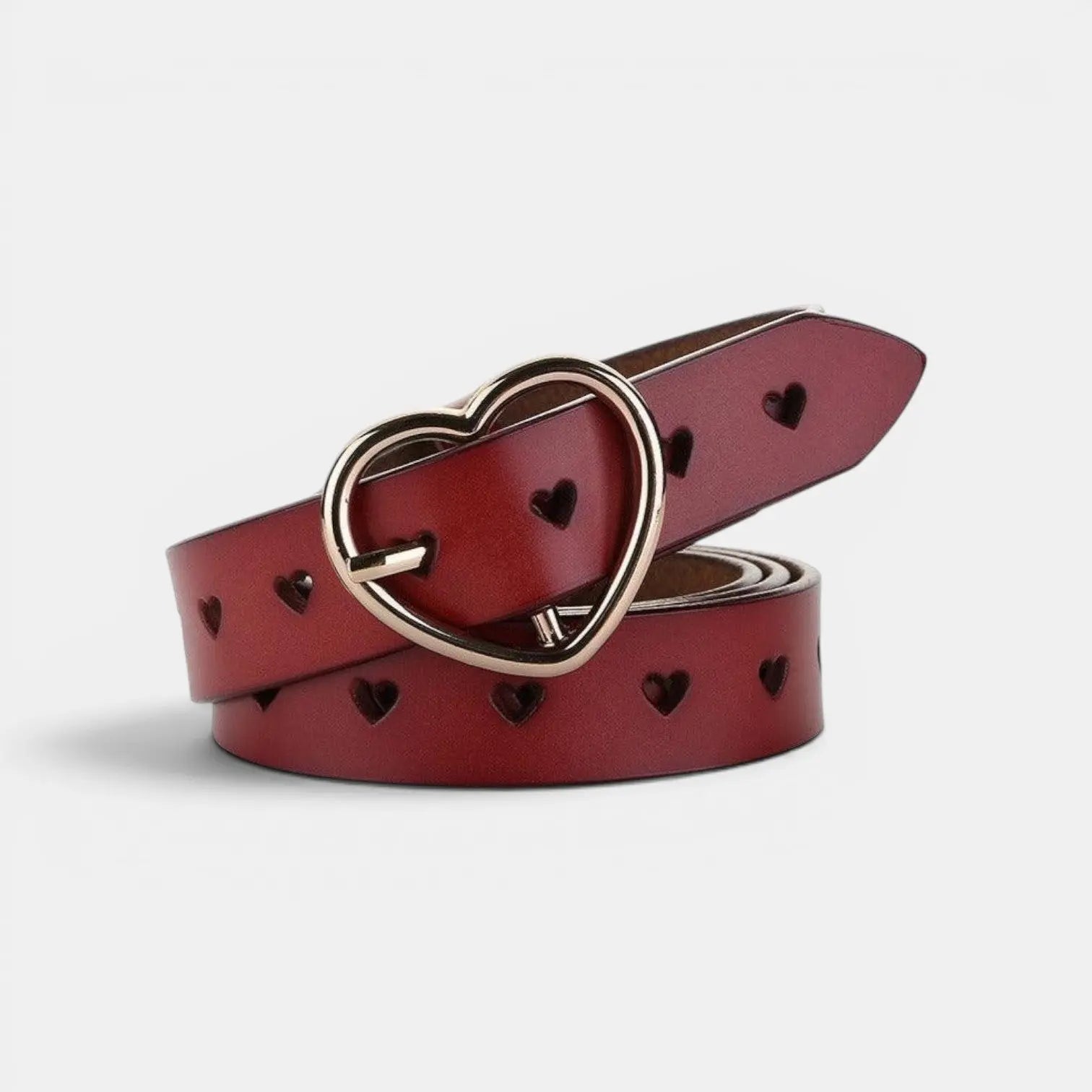 Ceinture Fine Cuir Ajouré Femme Boucle Cœur Dorée | Cordvex La Maison de la Ceinture