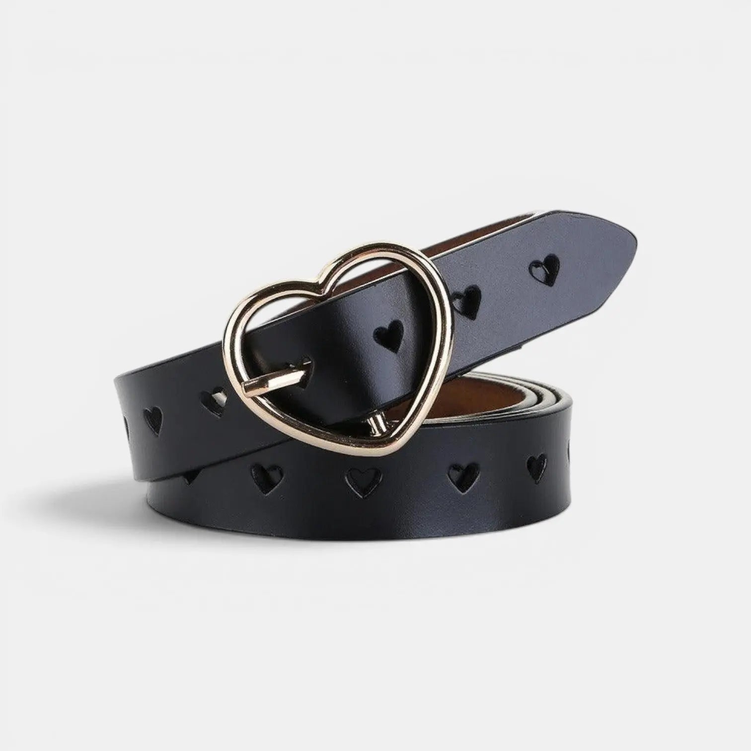 Ceinture Fine Cuir Ajouré Femme Boucle Cœur Dorée | Cordvex La Maison de la Ceinture