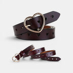 Ceinture Fine Cuir Ajouré Femme Boucle Cœur Dorée | Cordvex La Maison de la Ceinture