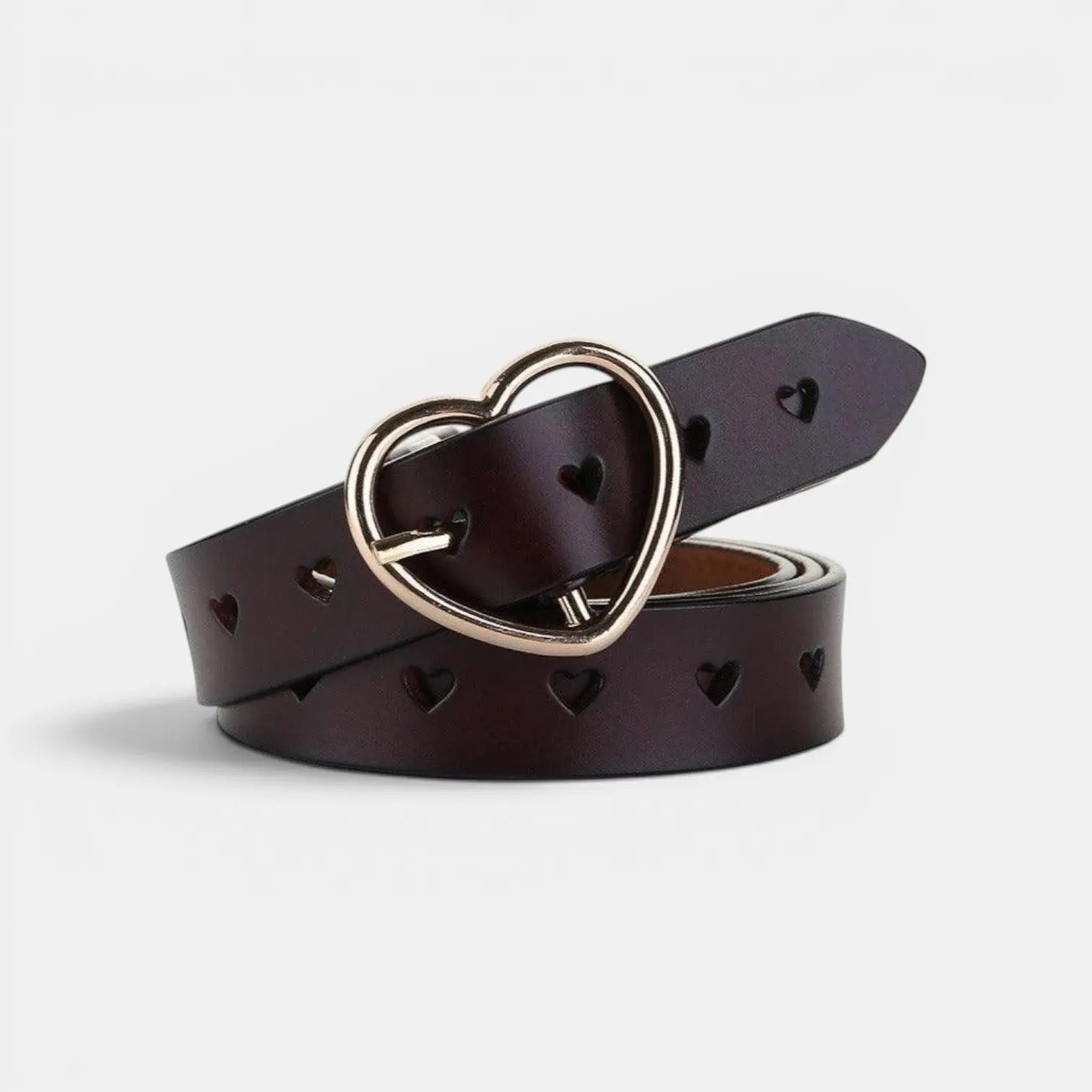 Ceinture Fine Cuir Ajouré Femme Boucle Cœur Dorée | Cordvex La Maison de la Ceinture
