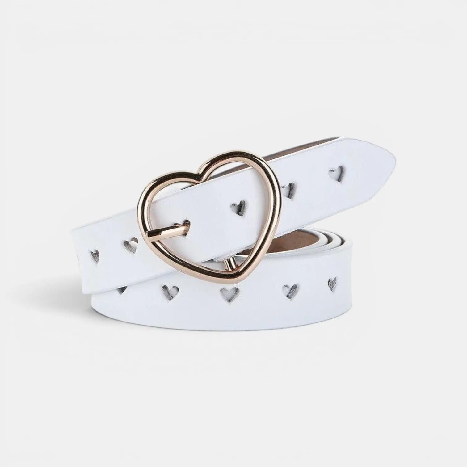 Ceinture Fine Cuir Ajouré Femme Boucle Cœur Dorée | Cordvex La Maison de la Ceinture
