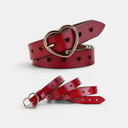 Ceinture Fine Cuir Ajouré Femme Boucle Cœur Dorée | Cordvex La Maison de la Ceinture