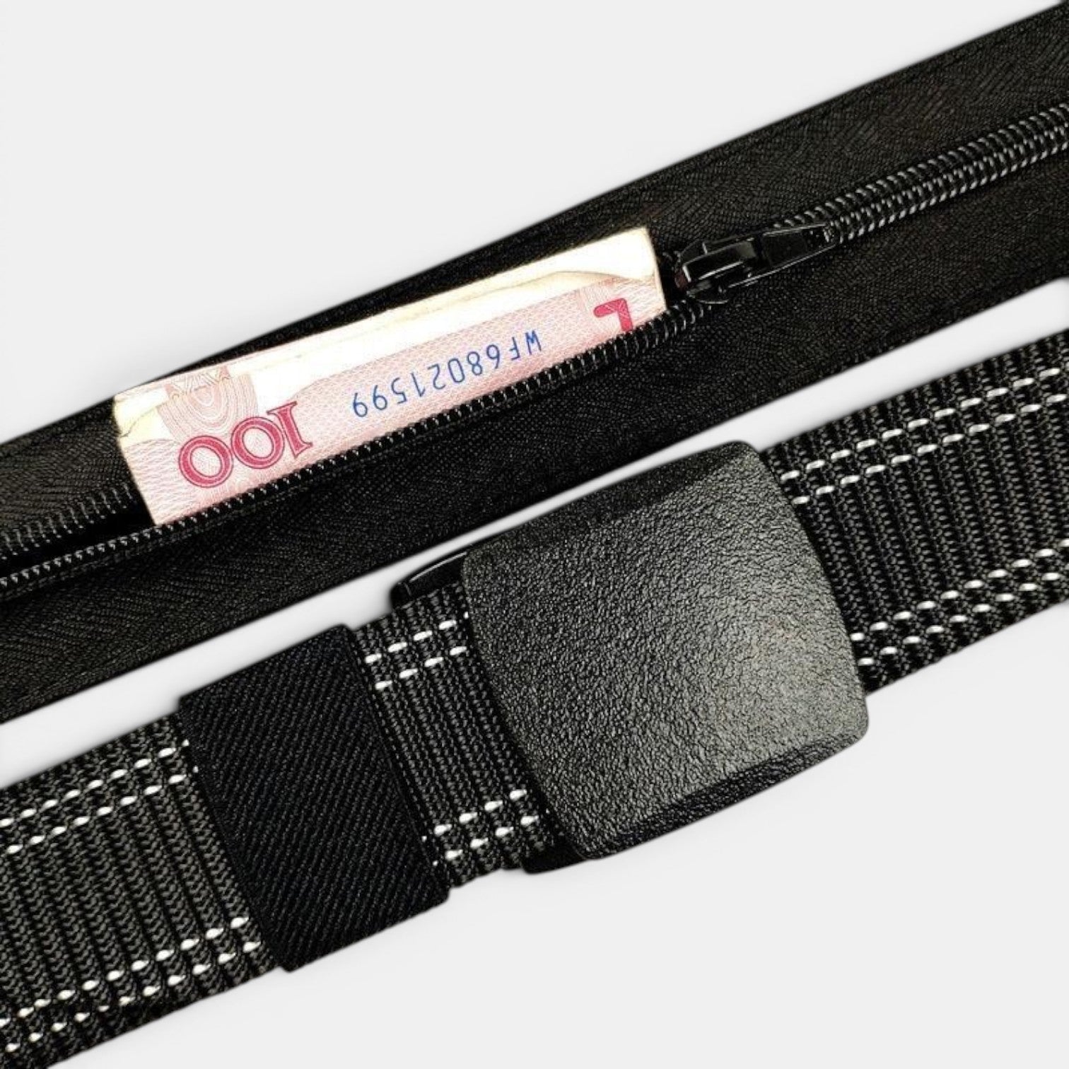 Ceinture Nylon Homme Cache-Billets Boucle Automatique Noire | Vorlek
