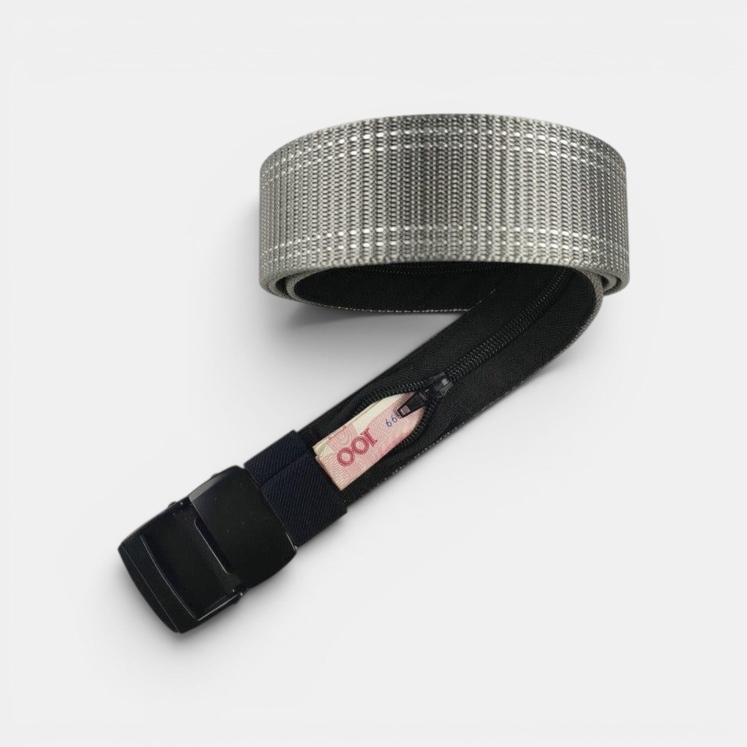 Ceinture Nylon Homme Cache-Billets Boucle Automatique Noire | Vorlek