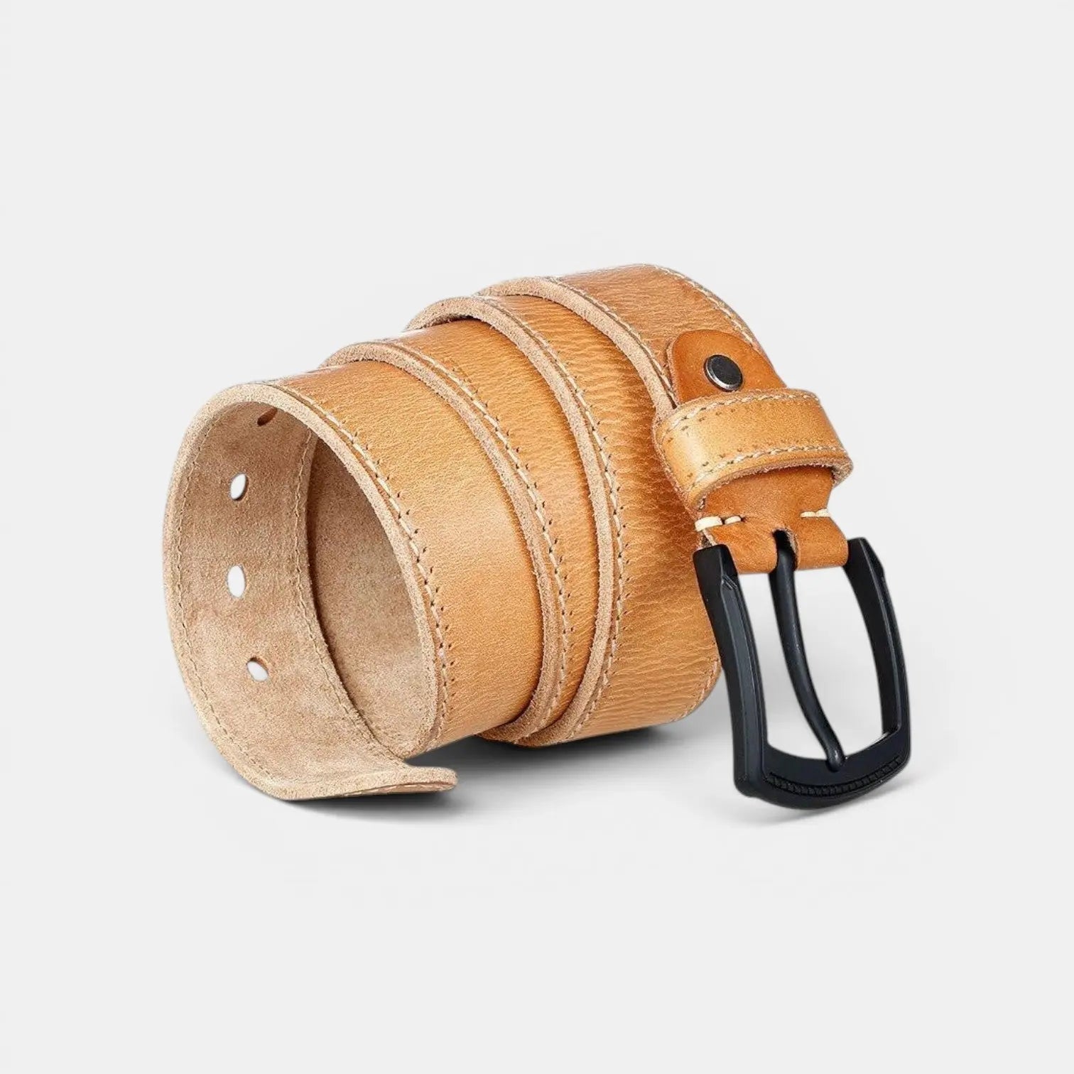 Ceinture Casual Cuir Pleine Fleur Couture Claire Homme | Kalvex La Maison de la Ceinture