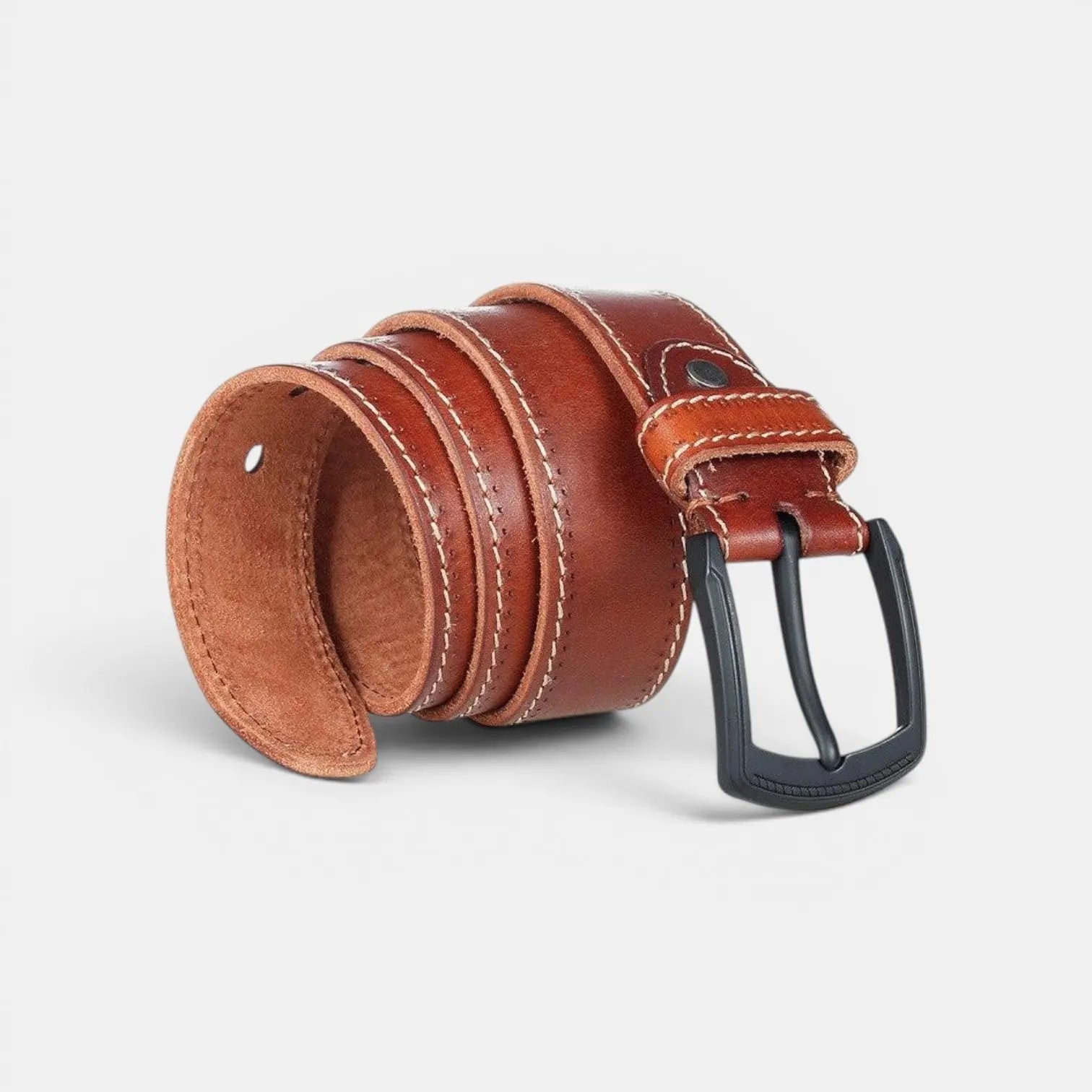 Ceinture Casual Cuir Pleine Fleur Couture Claire Homme | Kalvex La Maison de la Ceinture