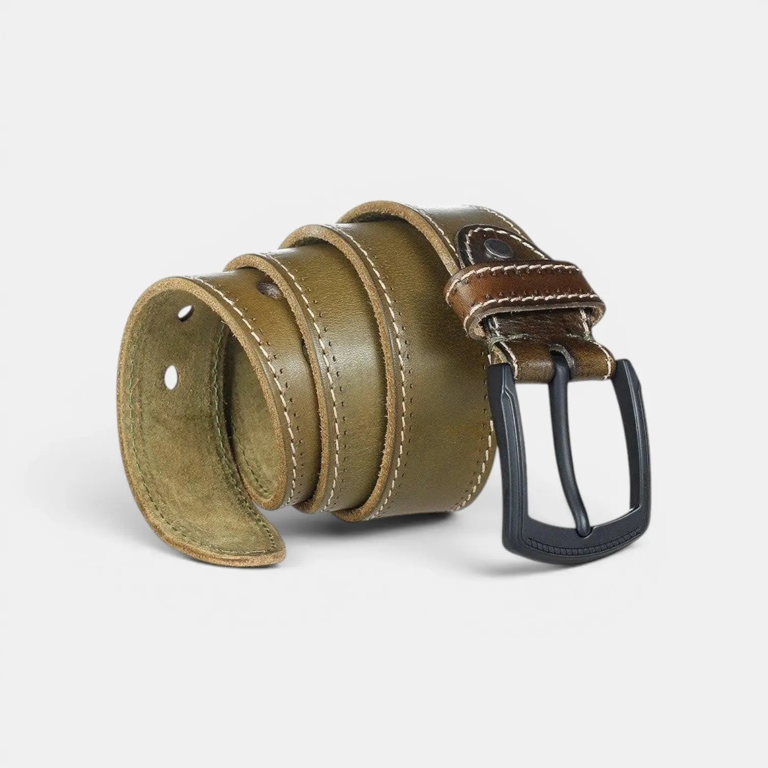 Ceinture Casual Cuir Pleine Fleur Couture Claire Homme | Kalvex La Maison de la Ceinture