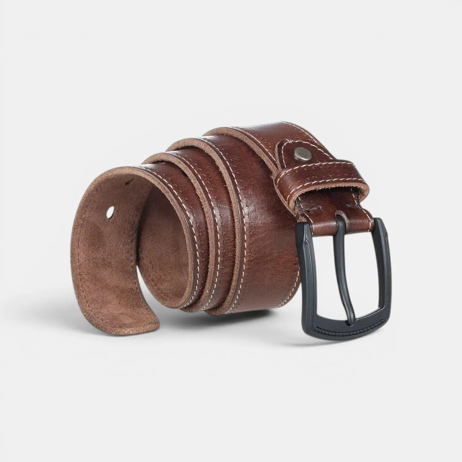 Ceinture Casual Cuir Pleine Fleur Couture Claire Homme | Kalvex La Maison de la Ceinture