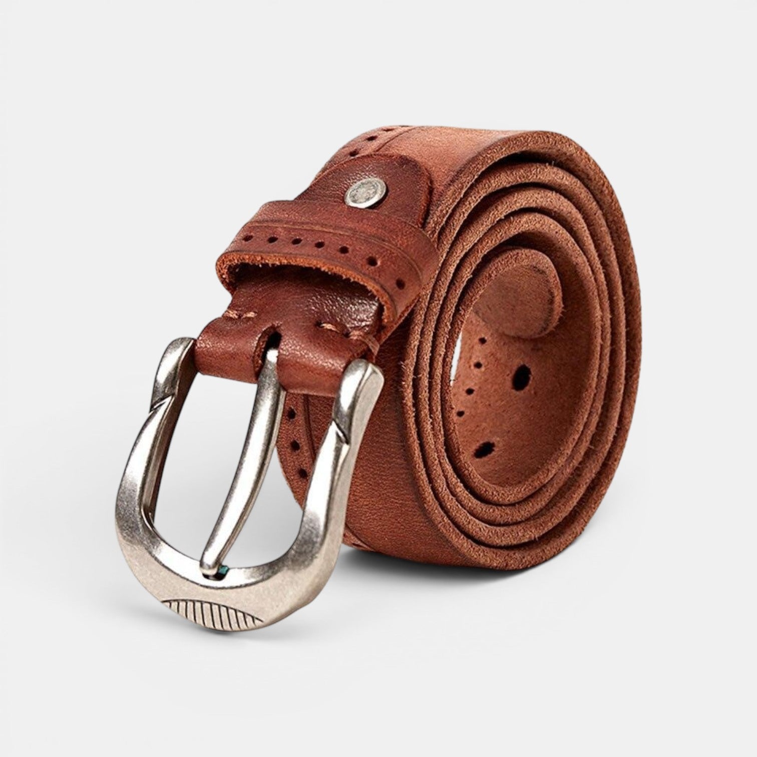 Ceinture Cuir Homme Casual Boucle Ardillon Camel | Vornek