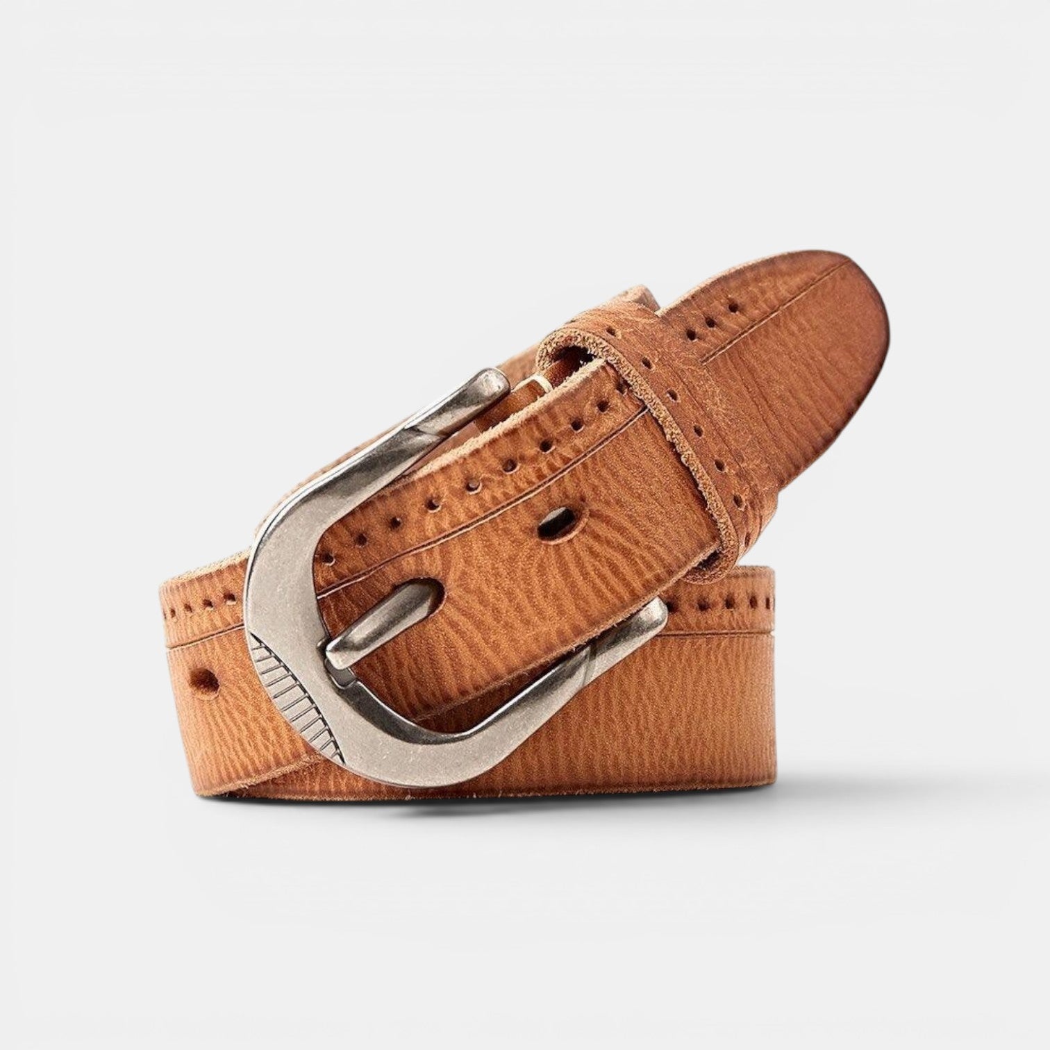 Ceinture Cuir Homme Casual Boucle Ardillon Camel | Vornek