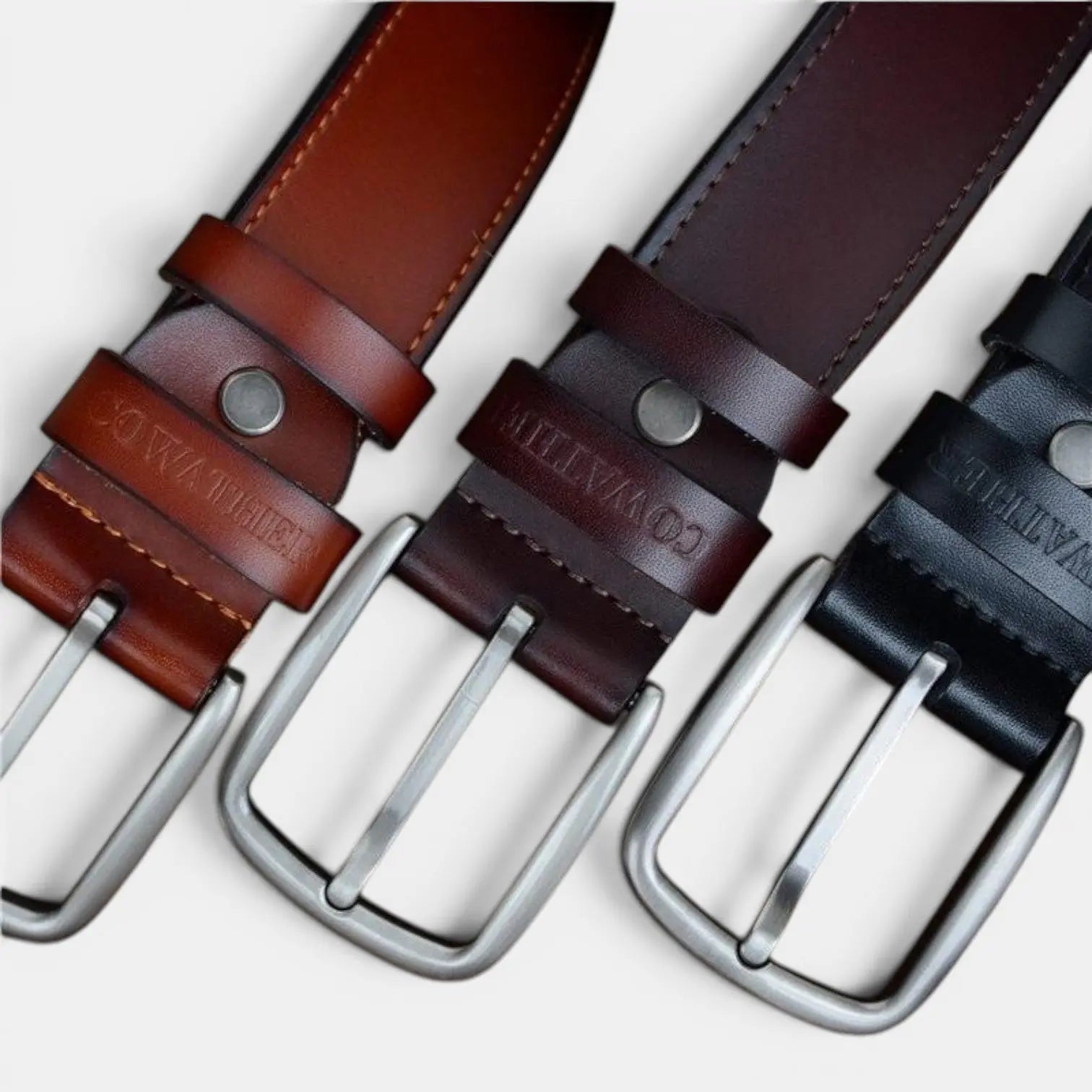 Ceinture Cuir Lisse Casual Homme Boucle Ardillon Arrondie | Waltox La Maison de la Ceinture