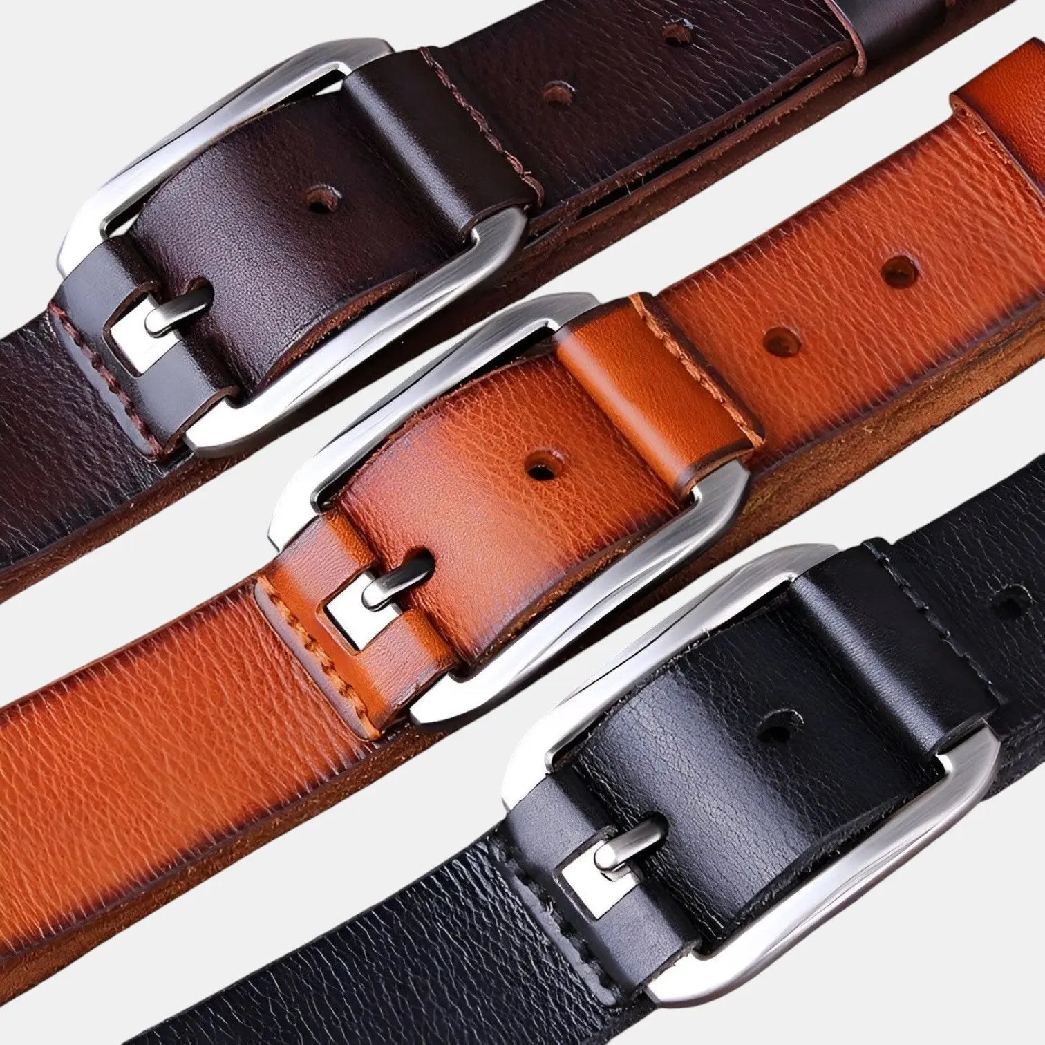 Ceinture Cuir Pleine Fleur Vieilli Homme Boucle Ardillon | Vecaur La Maison de la Ceinture