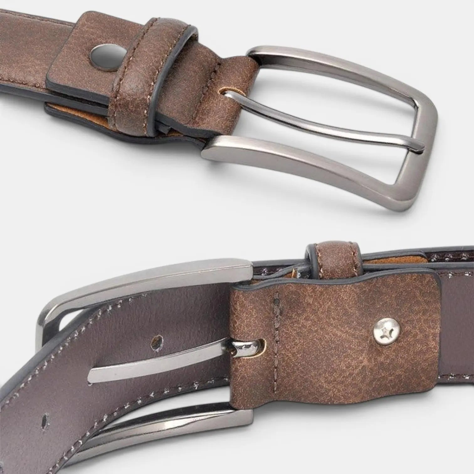 Ceinture Cuir Vieilli Casual Homme Boucle Ardillon Argentée | Grelvox La Maison de la Ceinture
