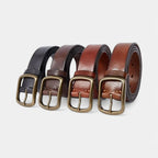 Ceinture Cuir Pleine Fleur Homme Casual Vintage Boucle Laiton | Halvex La Maison de la Ceinture