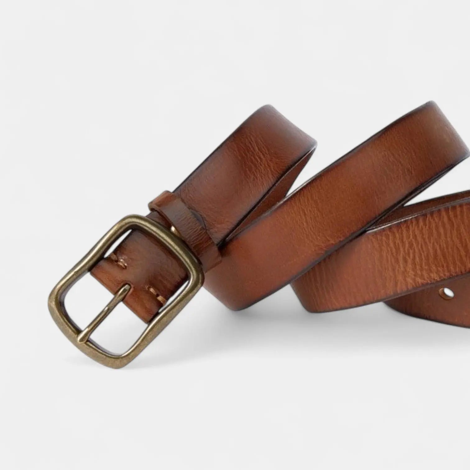 Ceinture Cuir Pleine Fleur Homme Casual Vintage Boucle Laiton | Halvex La Maison de la Ceinture