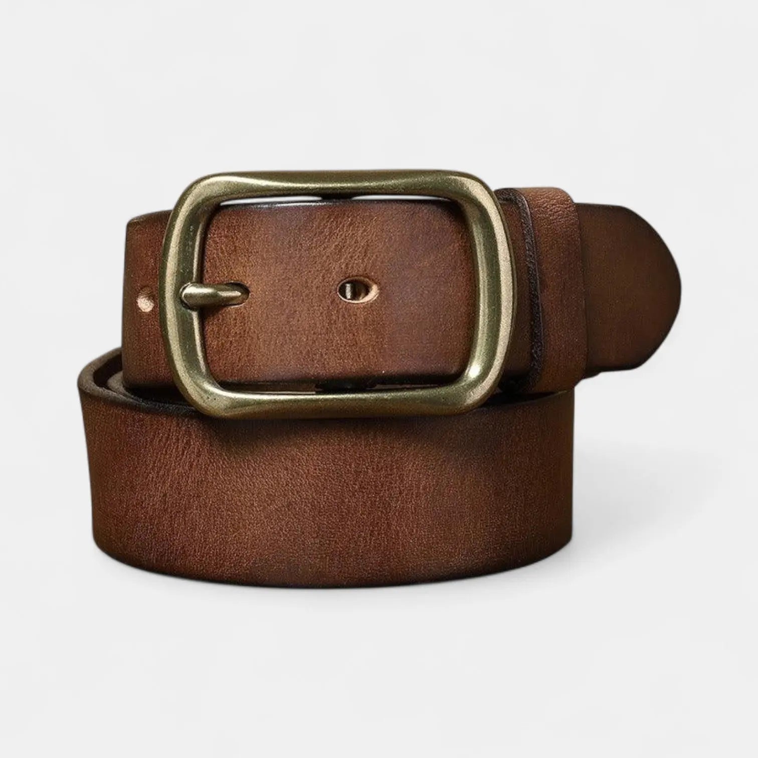 Ceinture Cuir Pleine Fleur Homme Casual Vintage Boucle Laiton | Halvex La Maison de la Ceinture