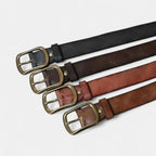 Ceinture Cuir Pleine Fleur Homme Casual Vintage Boucle Laiton | Halvex La Maison de la Ceinture