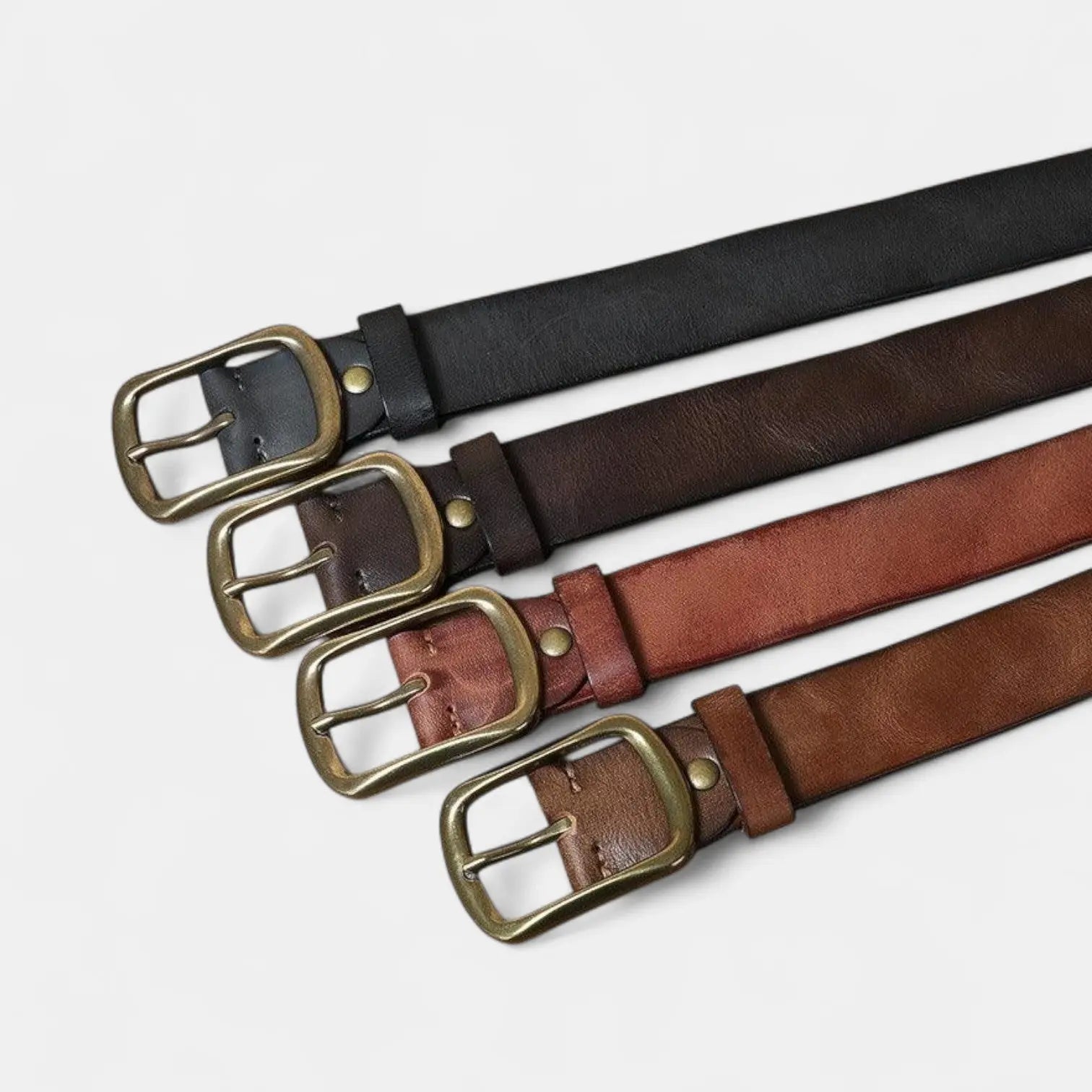 Ceinture Cuir Pleine Fleur Homme Casual Vintage Boucle Laiton | Halvex La Maison de la Ceinture