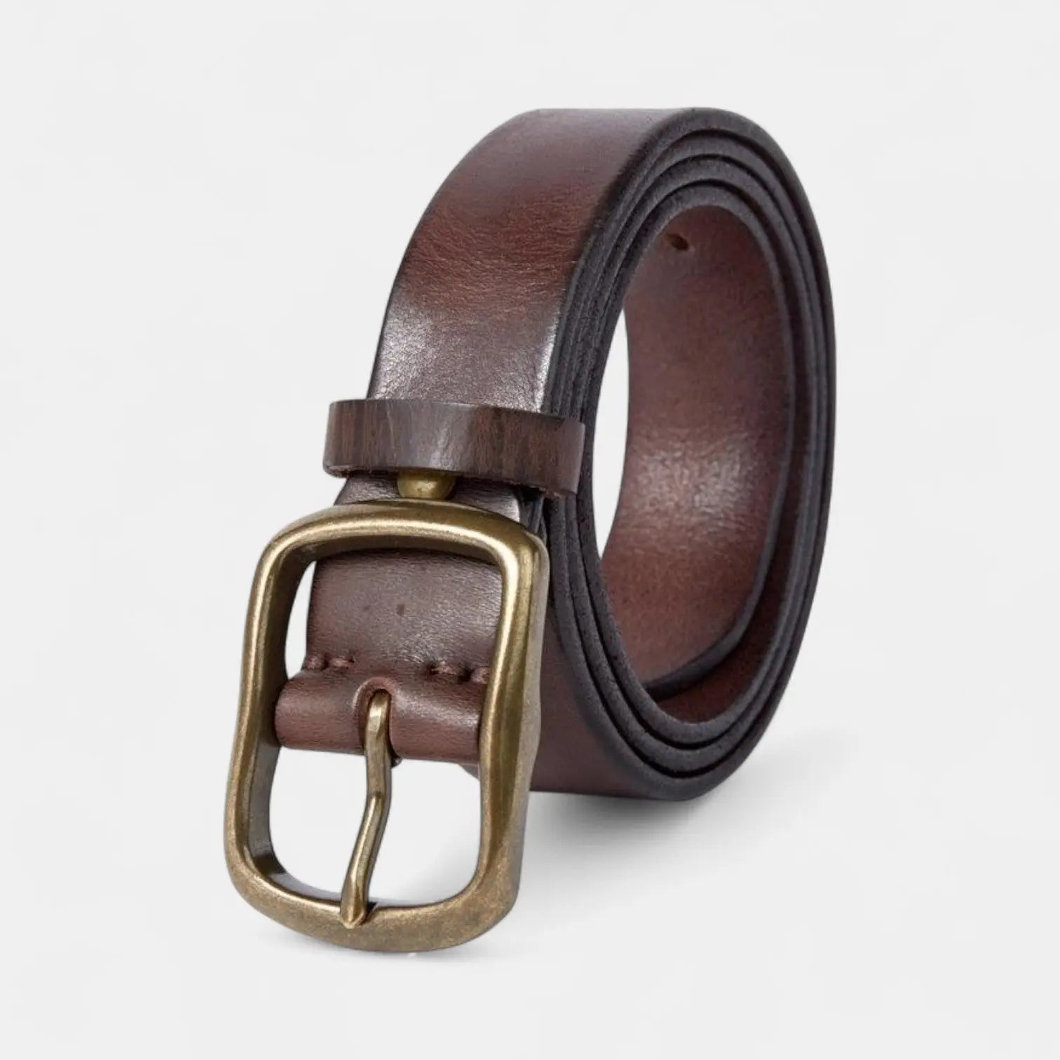 Ceinture Cuir Pleine Fleur Homme Casual Vintage Boucle Laiton | Halvex La Maison de la Ceinture